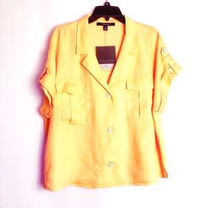 Marc New York Linen Short Sleeve Orange Shirt. Size XL. Classy